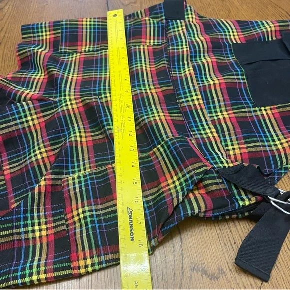 Hot Topic Rainbow Grid Utility Shortalls S - Picture 9 of 16